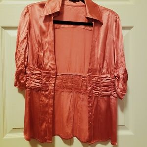 Bebe rose pink silk blouse